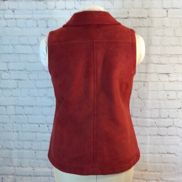 County Clothing Co Vest Faux Suede Fleece Lined Red Button up Small - Picture 2 of 7